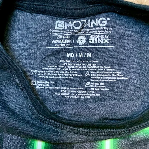 Minecraft Creeper Glow-in-the-Dark Long Sleeve Shirt (Boys MD 10/12) - Picture 5 of 5